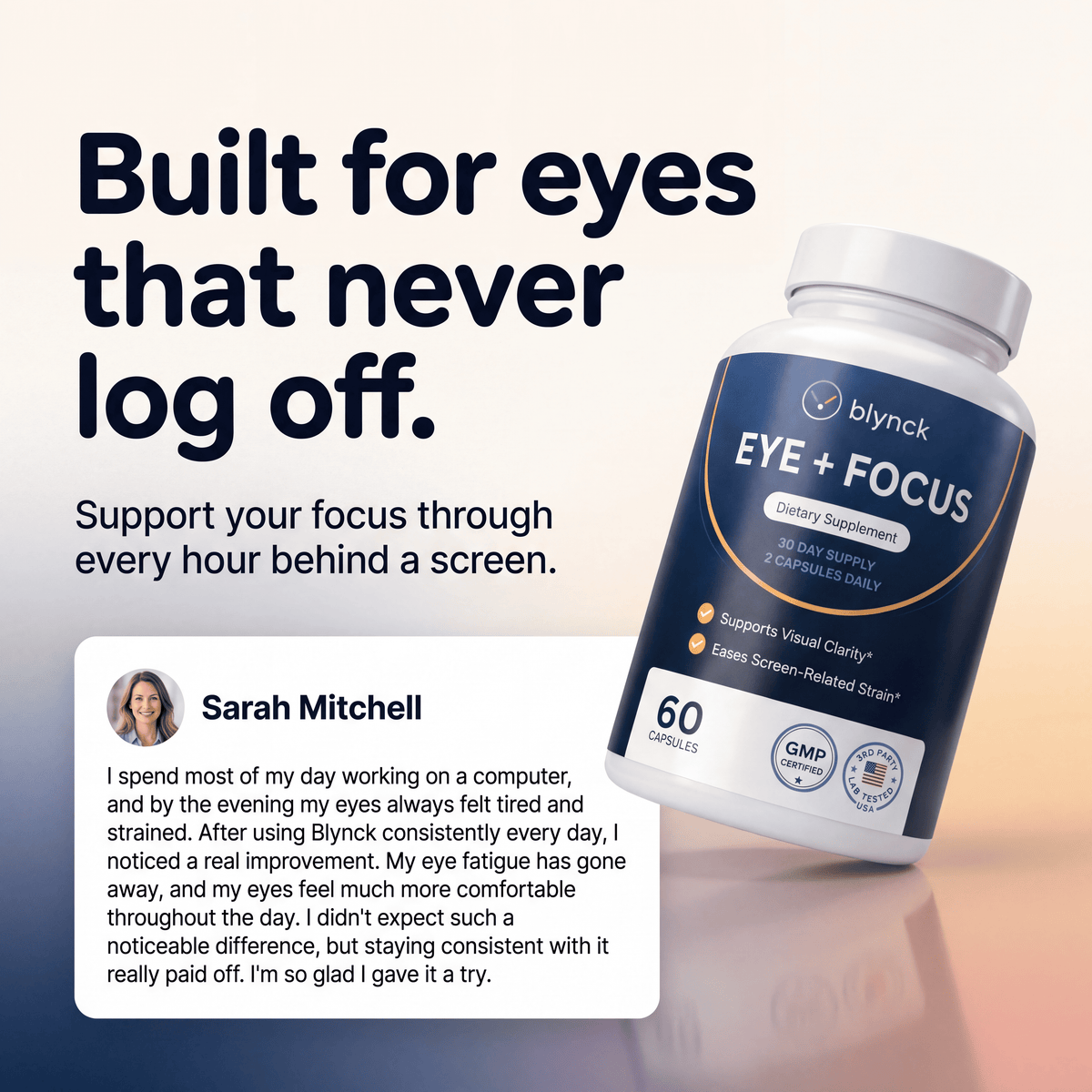 Blynck Eye + Focus — Blue Light & Screen Comfort Support | 60 Capsules